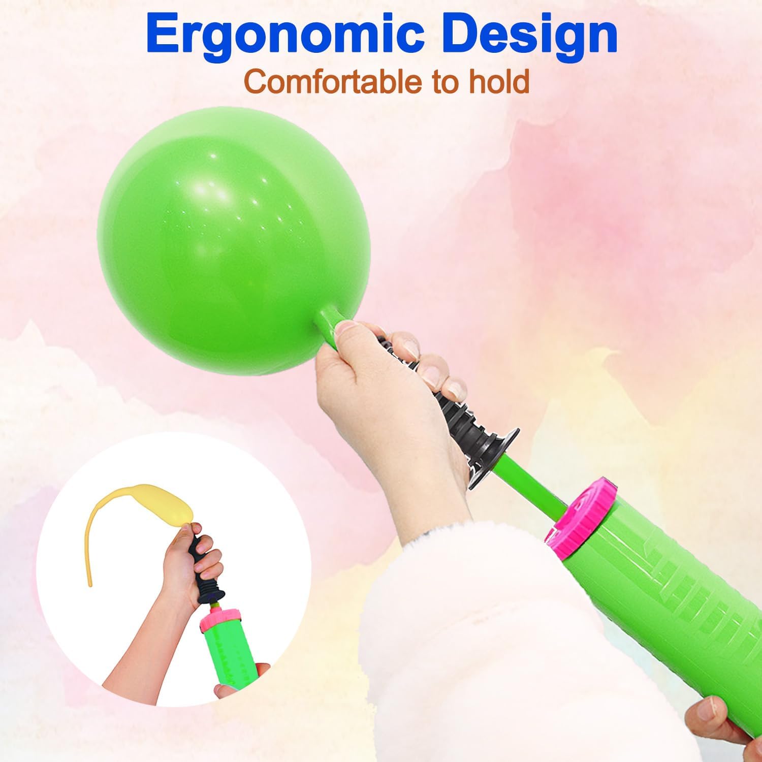 Detalle de Balloon Pump Hand Manual Inflator — Dual-Action, Ergonomic Balloon Blower for Party Decor