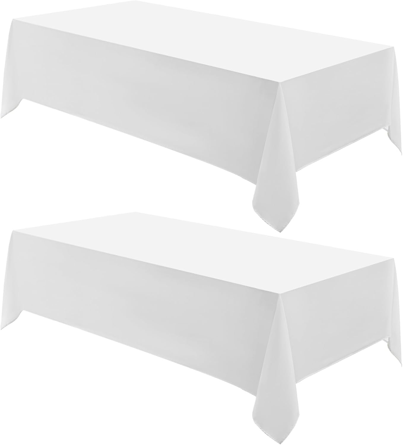 Detalle de Aocoz 90x132 Inch Rectangular Tablecloth – 2 Pack, White, Polyester, Stain-Resistant & Washable