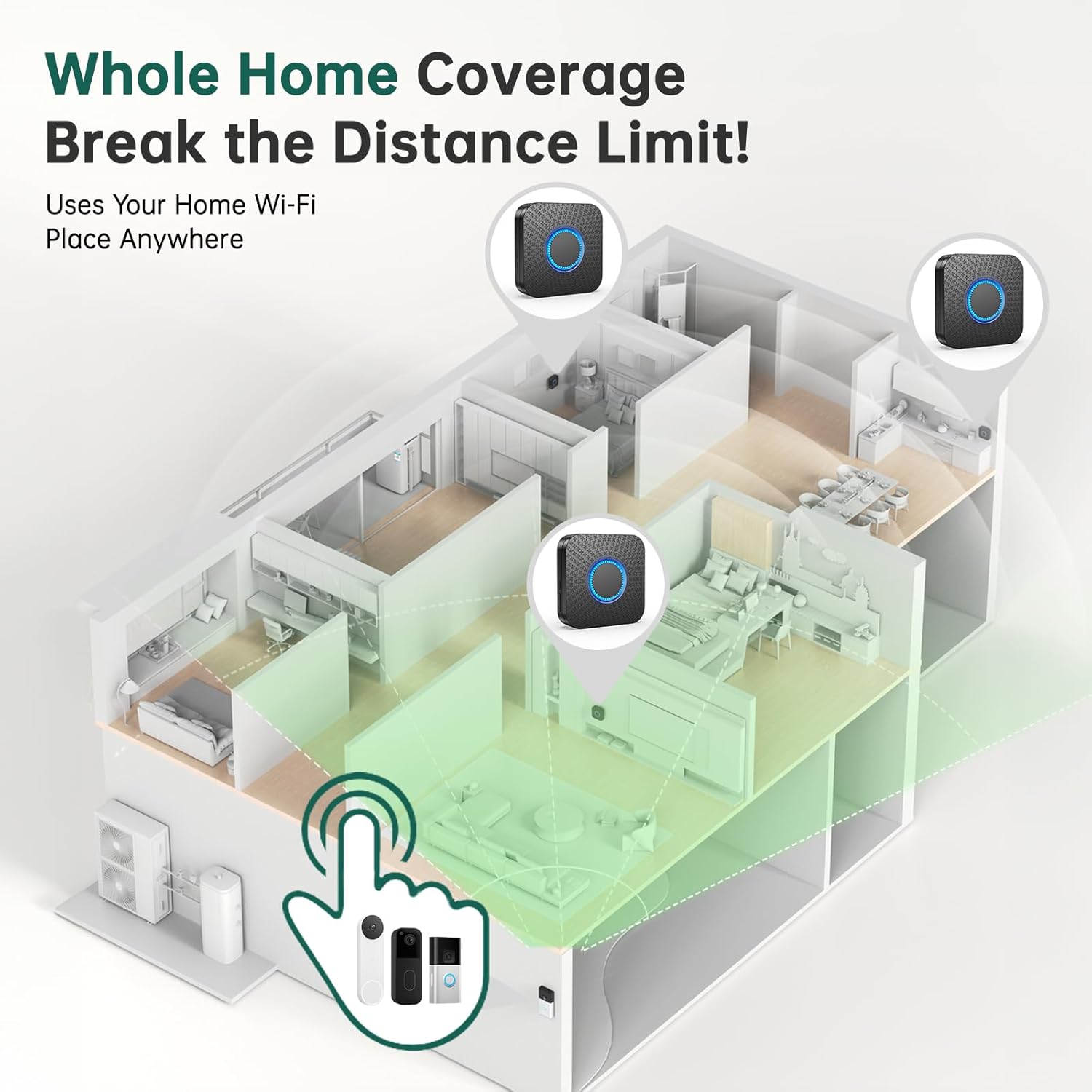 Thumbnail 5 de Satisure 3 in 1 Smart Wireless Doorbell Chime 150–200m