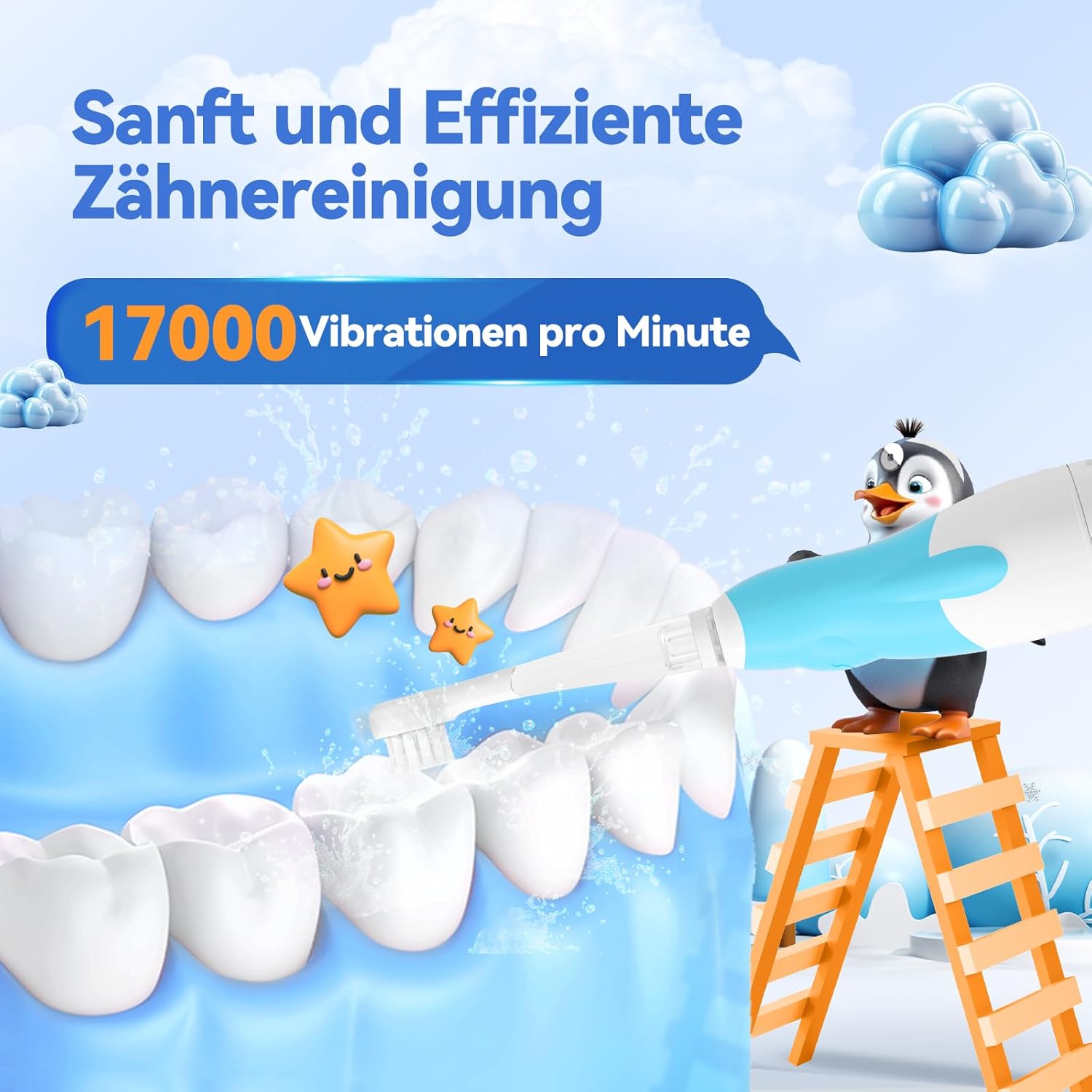 Thumbnail 2 de Seago Elektrische Zahnbürste Kinder SG513 (Blau) ab 0–3 Jahren mit LED-Licht, Soft-Bürstenkopf und 2-Minuten Smart-Timer