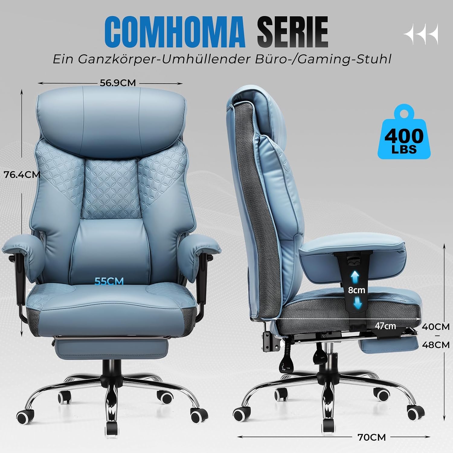 Detalle 2 de COMHOMA Silla gaming grande 180 kg