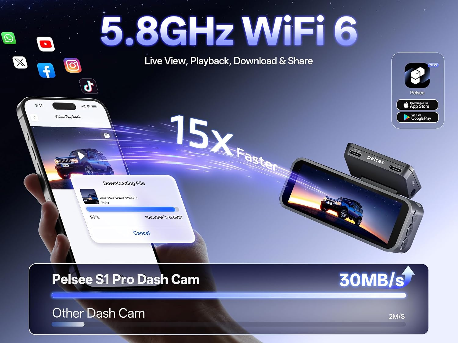 Thumbnail 2 de pelsee S1 Pro Native 4K Front and Rear Dash Cam with GPS and 128GB Card