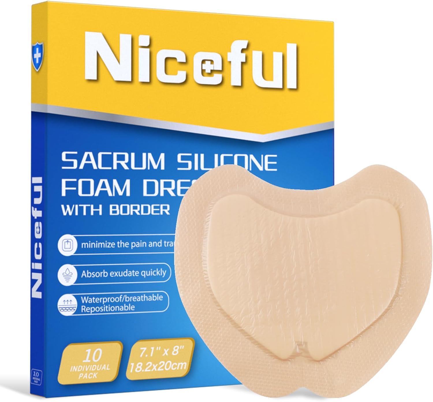 Detalle de Niceful Sacral Silicone Foam Bandages, 7.1 x 8 in