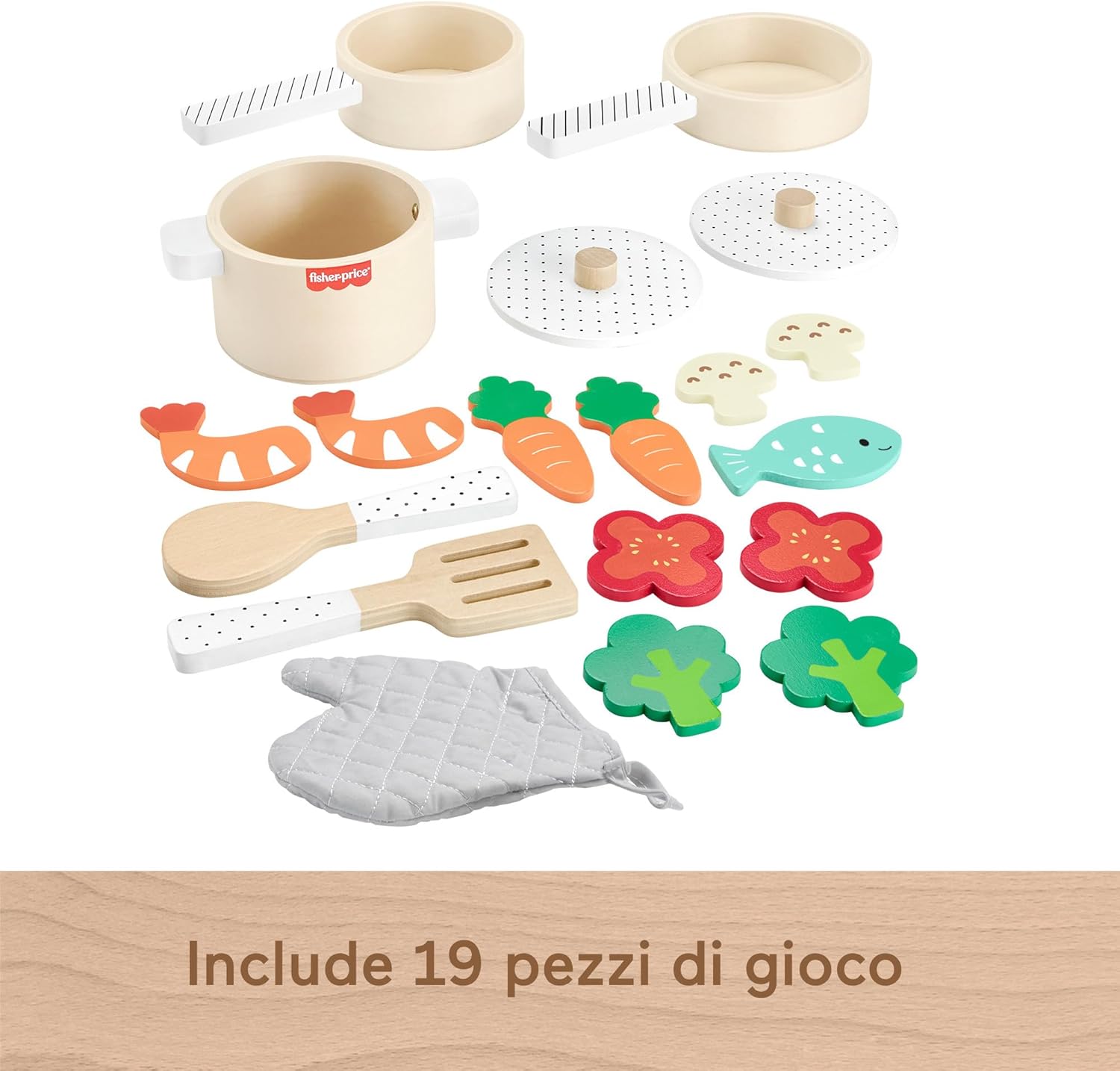 Detalle de Fisher-Price Set in legno Cuciniamo Insieme – Playset cucina in legno, 19 pezzi