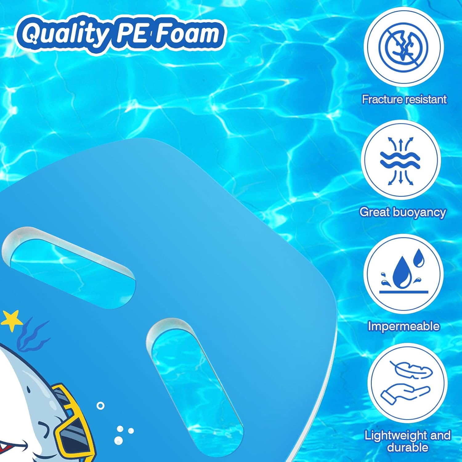 Detalle de MoKo Schwimmbrett mit Griffen (Kickboard) für Kinder und Erwachsene – Cartoon Swim Float Trainingsausrüstung