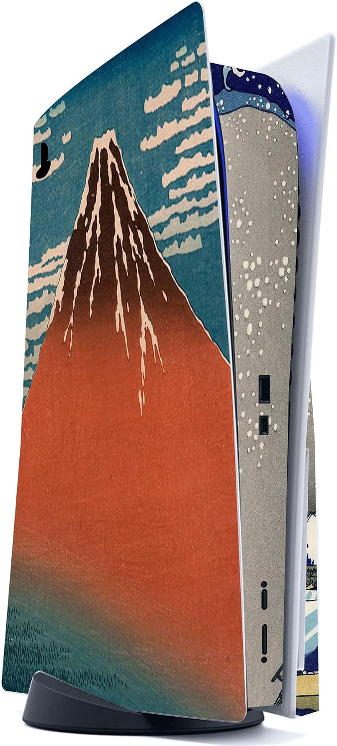 Detalle 2 de PlayVital The Great Wave Full Set Skin Decal for PS5 Disc Edition – Vinyl Stickers for Console, Controller, Charging Station, Headset and Media Remote