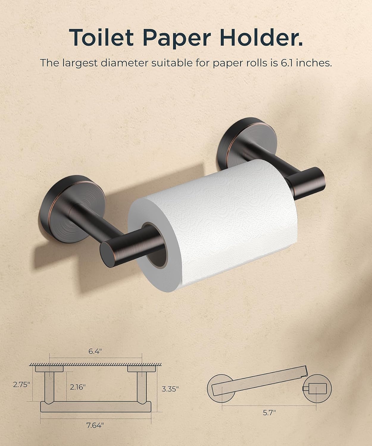 Detalle de FORIOUS FF01124 Pivoting Toilet Paper Holder, Oil-Rubbed Bronze SUS304 Steel