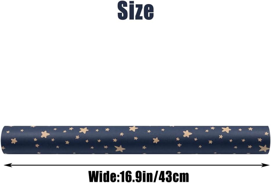 Detalle 2 de ZHNERY Recyclable Kraft Gift Wrapping Paper Roll for Birthday in Blue with Star Design (43cm x 15M)