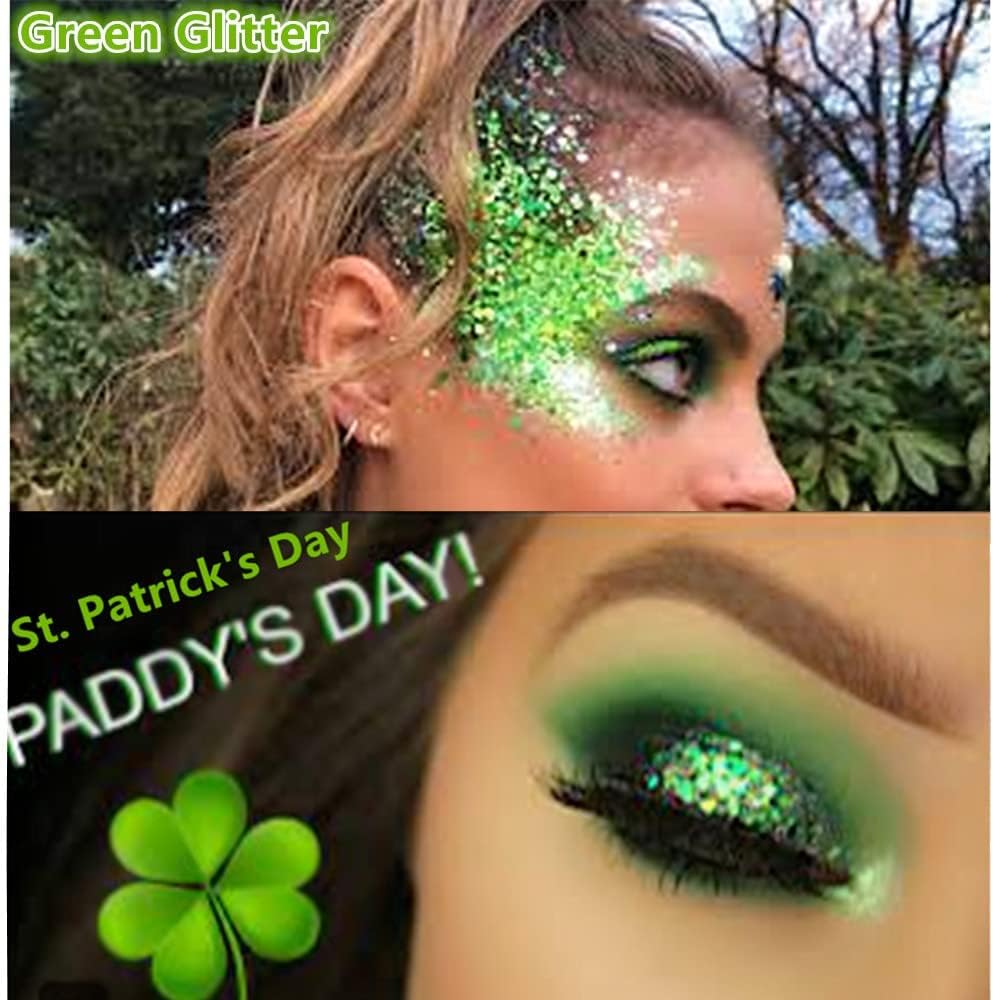 Detalle 2 de Go Ho Green Body Glitter: St. Patrick's Day Holographic Glam for Face, Hair, and More