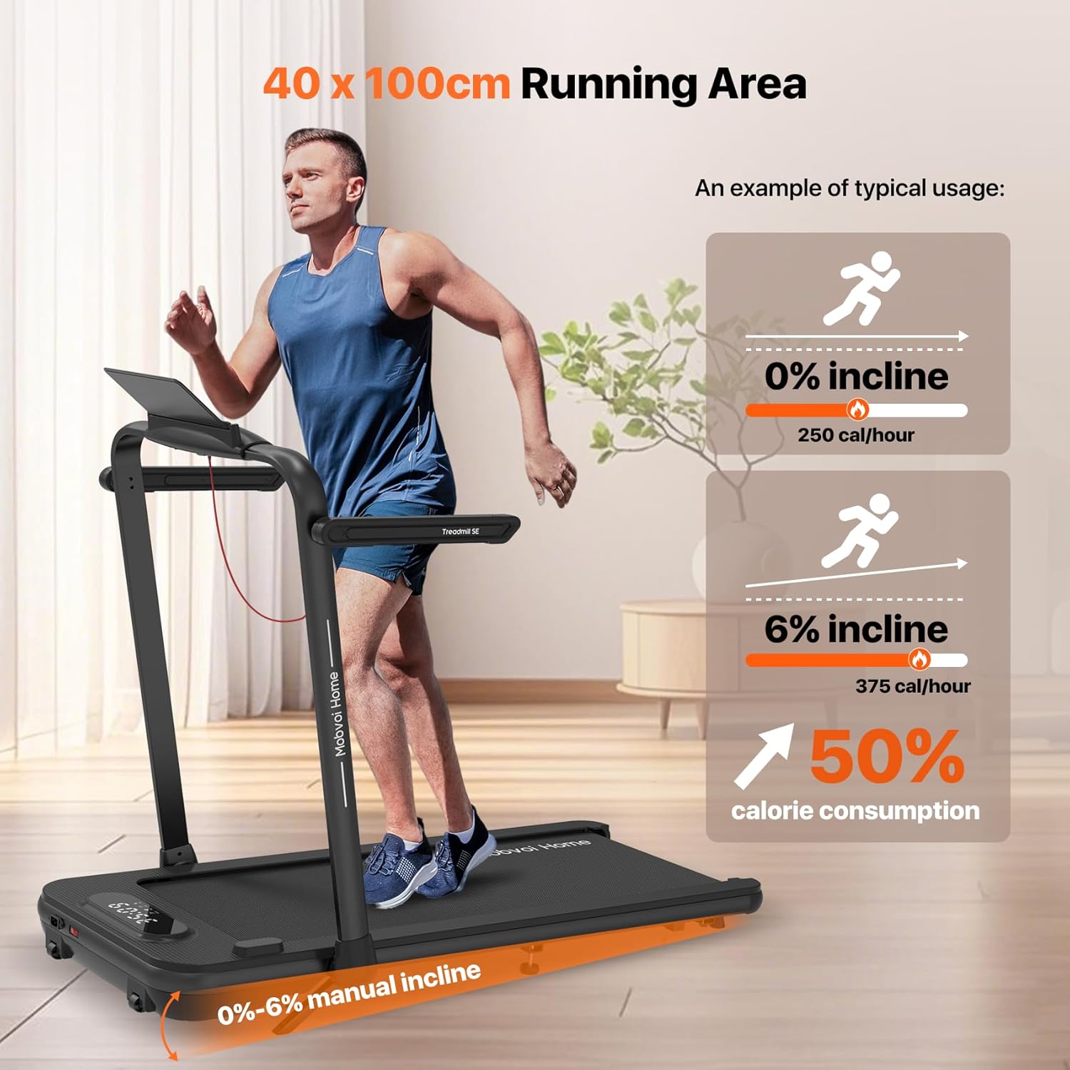 Detalle de Mobvoi Home Treadmill SE 3-in-1 Incline Folding Walking Pad with AI Coaching and Remote Control