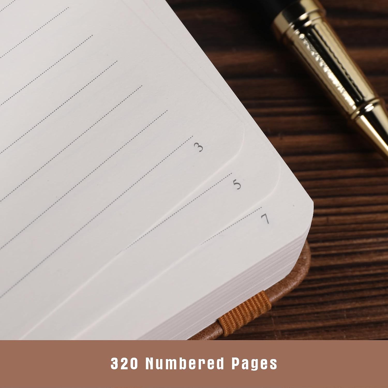 Thumbnail 3 de TIEFOSSI Lined Journal Notebook with Leather Cover and Evil Eye Accent – A5, 320 Pages