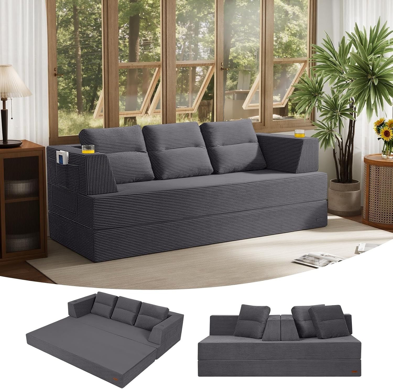 Thumbnail 5 de COMAX Futon Sofa Bed: 4-in-1 Convertible for Small Spaces