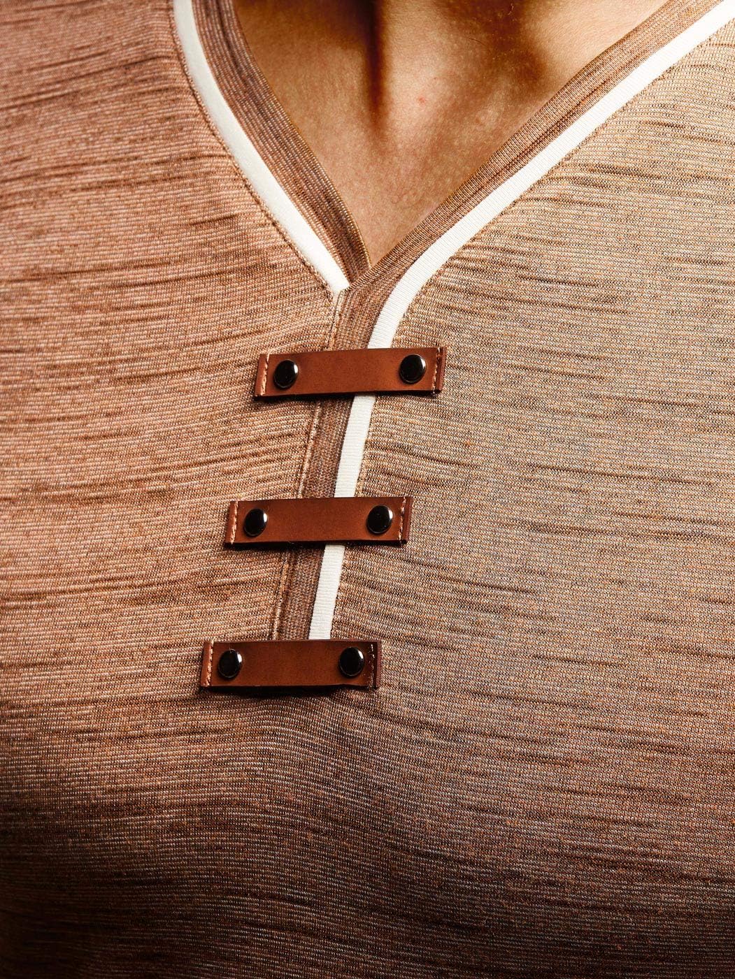 Detalle de Leif Nelson LN4890N t-shirt été col V blanc slim