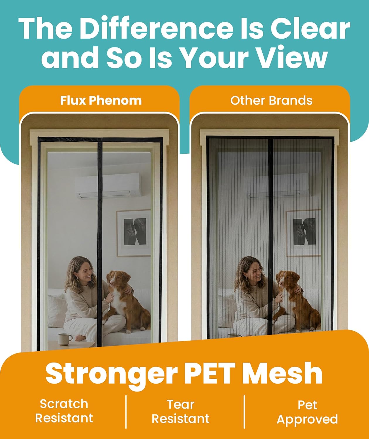 Detalle 2 de Flux Phenom Magnetic Screen Door (52 Magnets) – Bugs Out, Breeze In – 38 x 82 Inch
