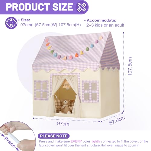Detalle de Wilwolfer Tienda de campaña infantil tipi con guirnalda 🏕