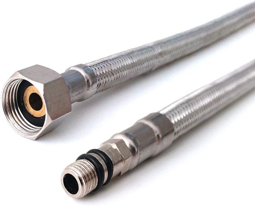 Xcel Home 2 x M10 (10mm) x 3/8 BSP Flexible Tap Connectors – 500mm Braided Stainless Steel (Pair)