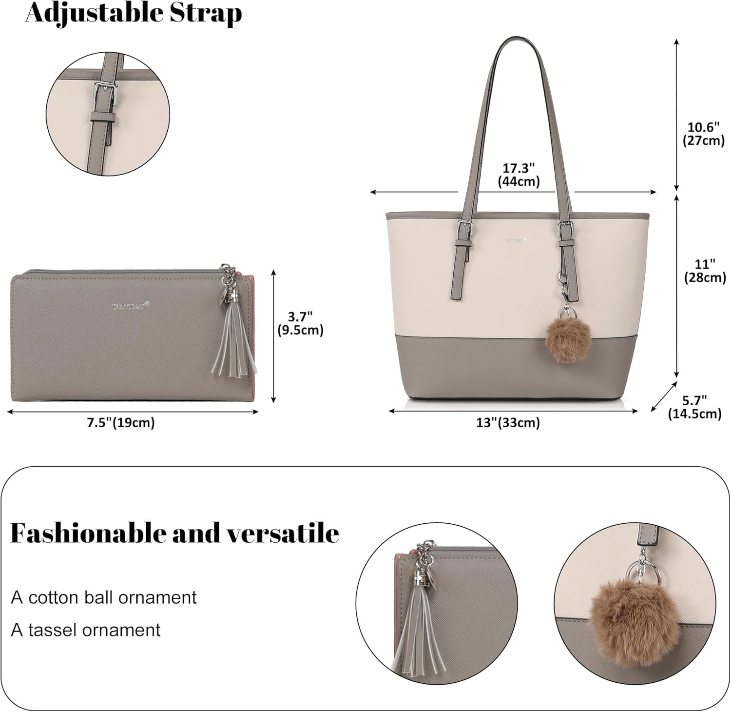 Thumbnail 2 de TANTOMI 15.6-inch tote bag for women with detachable wallet and card holder