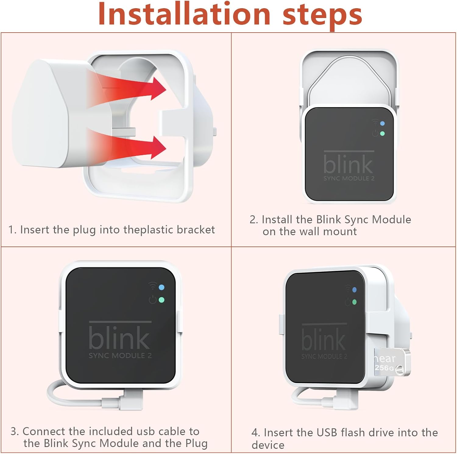 Thumbnail 6 de 256GB USB Flash Drive & Outlet Mount for Blink Sync Module 2 (No-Drilling)