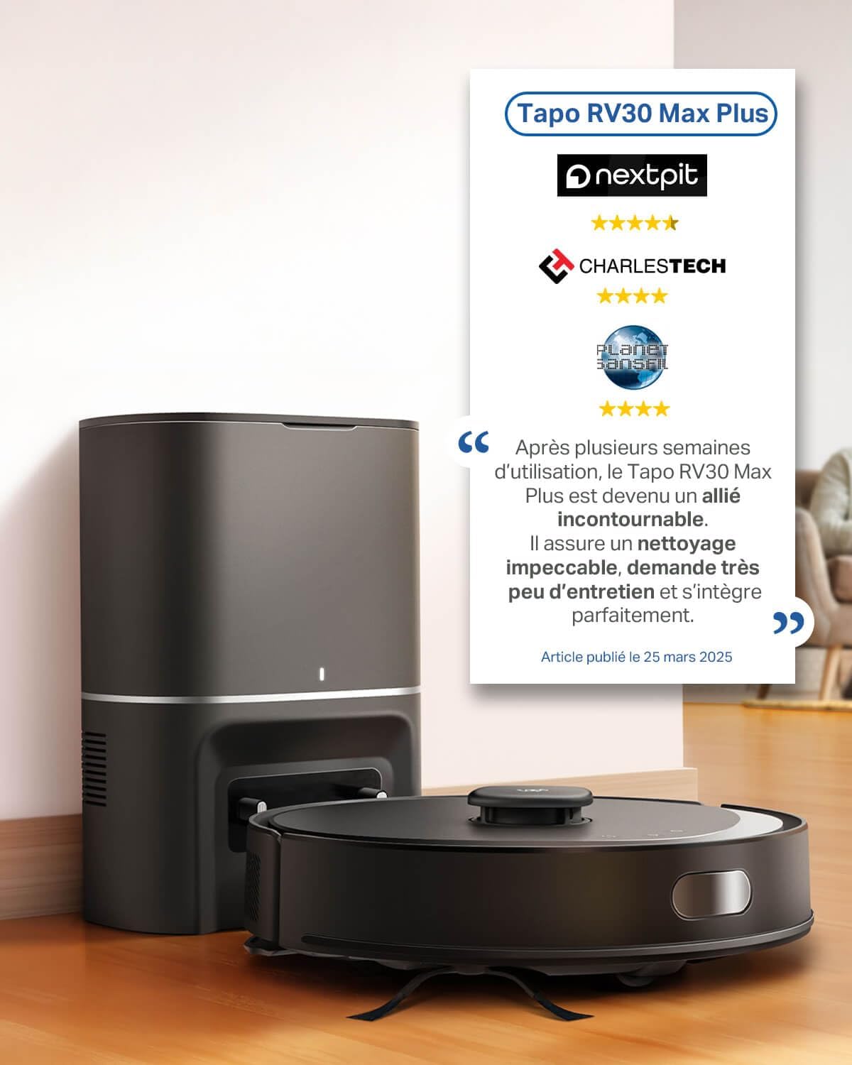 Detalle 2 de Tapo RV30Max Plus aspirateur robot 5300Pa 🧹