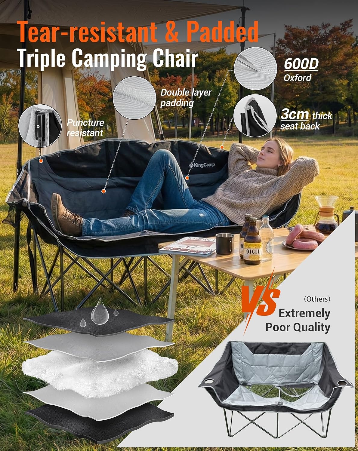 Thumbnail 4 de KingCamp Double Camping Chair 300 kg