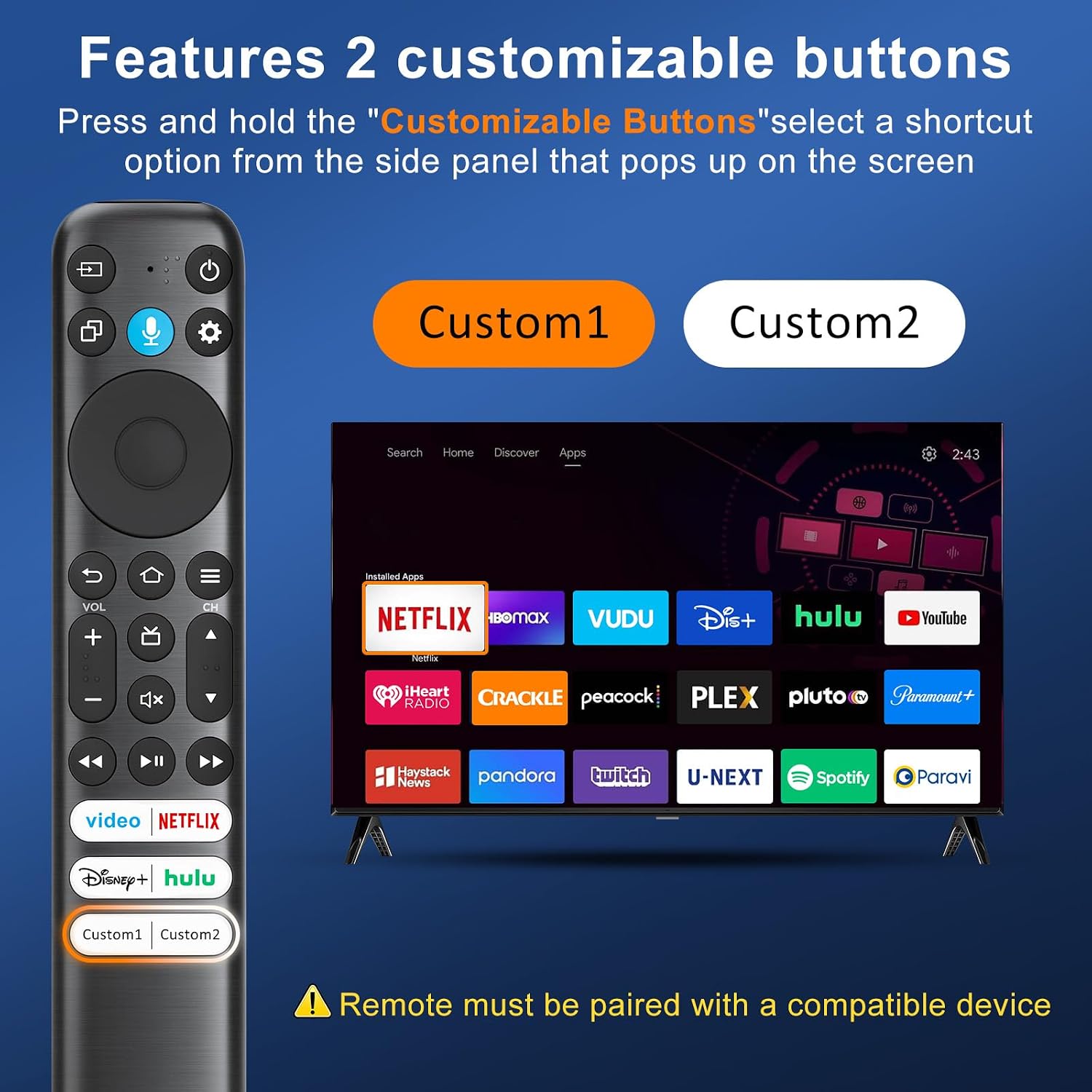 Detalle de Voice Remote Only for TCL-FiReSmart TV 4k QLED/UHD/QD-Mini LED Series RC813B
