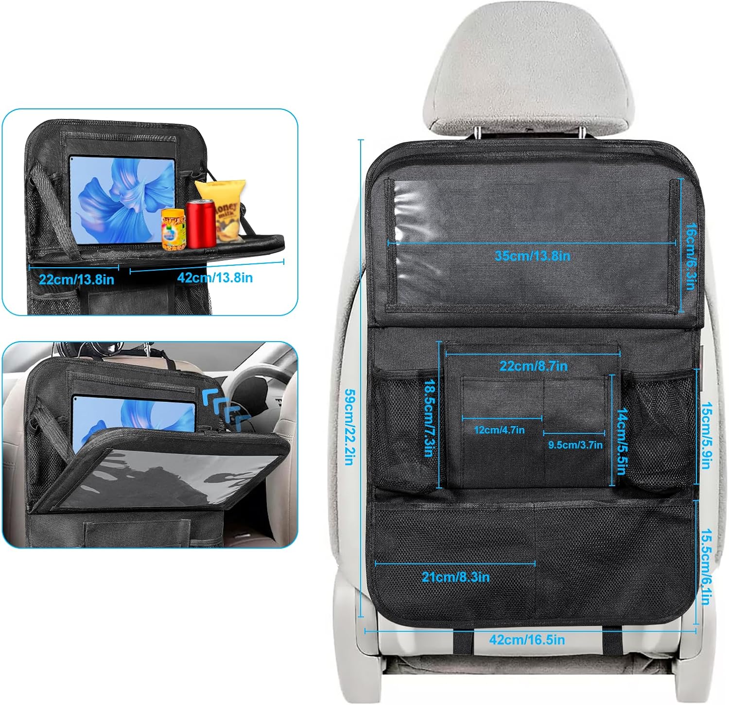 Thumbnail 2 de Rückenlehnenschutz fürs Auto für Kinder mit 10-Zoll Tablet-Tasche (1 Stück) – 600D Oxford, wasserdicht & mit Klapptisch