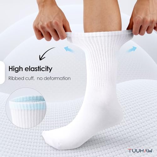 Thumbnail 2 de TUUHAW Chaussettes Homme 43-46 Blanche – Chaussettes de Tennis en Coton