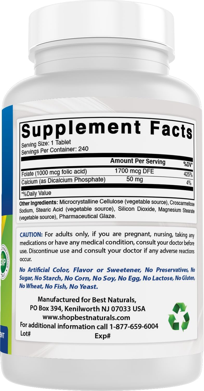Thumbnail 6 de Best Naturals Folic Acid Tablets 1000 mcg