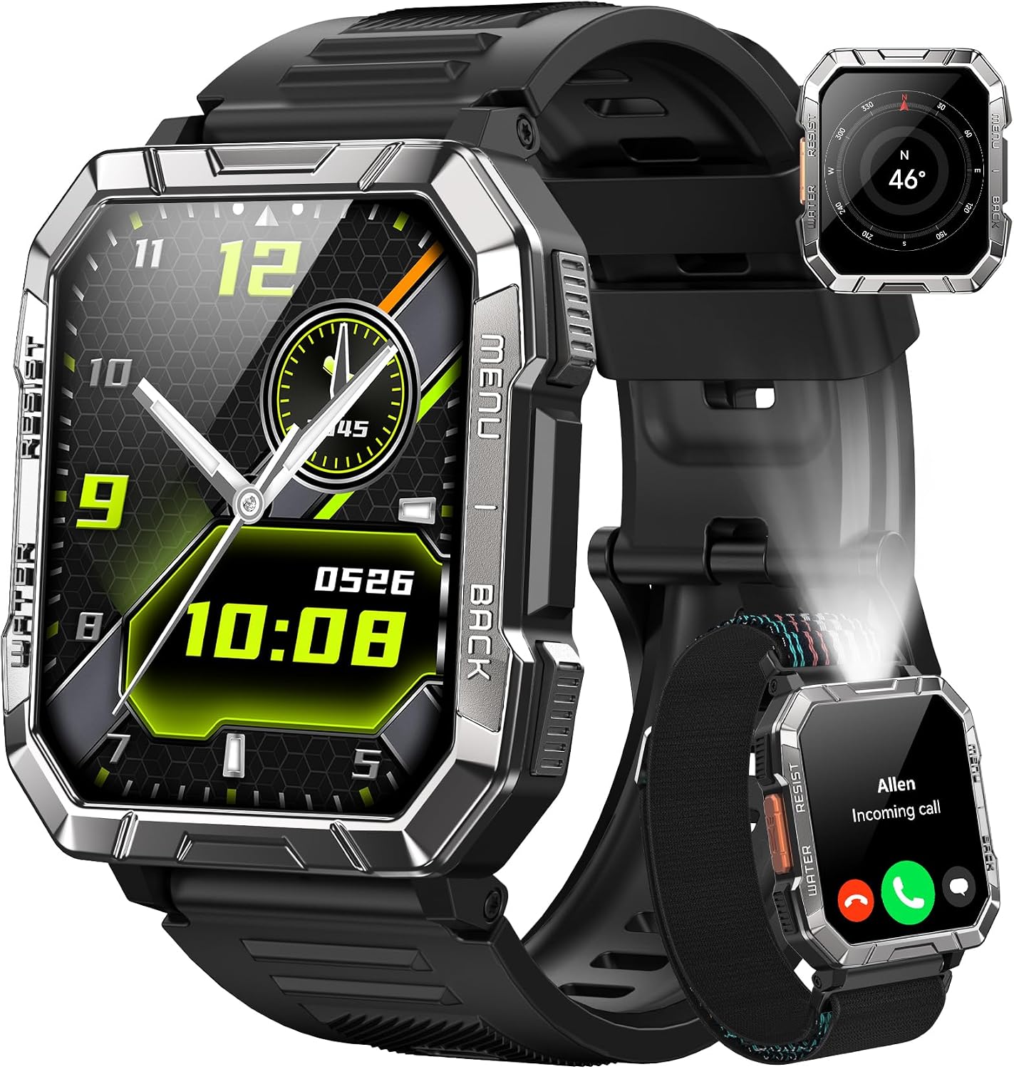 Detalle de Blackview Montre Connectée Homme Militaire avec Torche LED SOS, Boussole et 100 Jours d’Autonomie