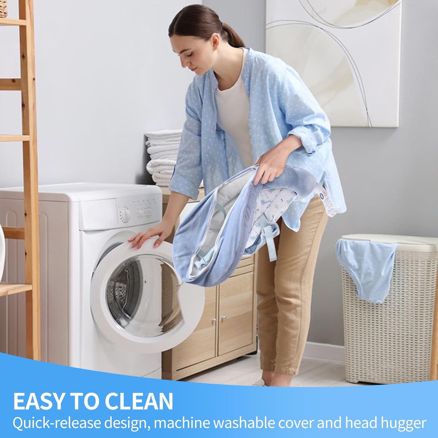 Thumbnail 4 de LADIDA Soft Light Blue Baby Bouncer with Soothing Vibrations and Music