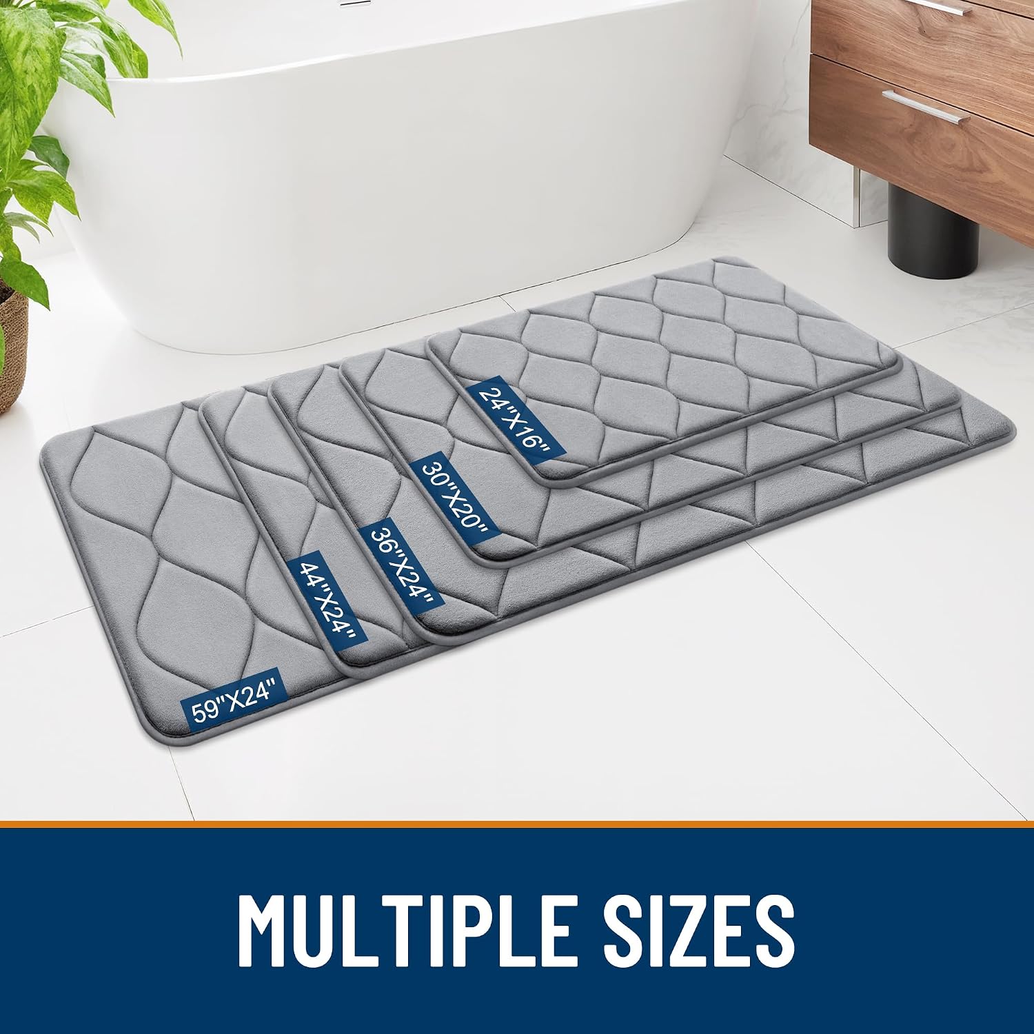 Thumbnail 6 de Smiry Memory Foam Bath Mat 30''x20'' (Grey) — Ultra Soft Non-Slip Plush Bathroom Rug