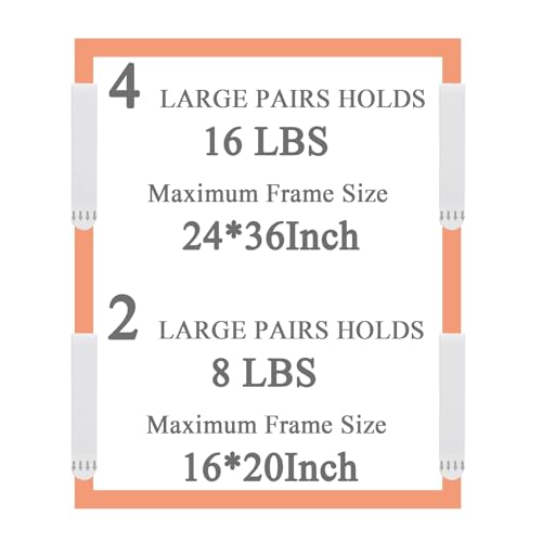 Detalle de Gisde Large Picture Hanging Strips Heavy Duty (16-Pairs, 32 Strips) – No-Damage Wall Hangers for Pictures and Decor