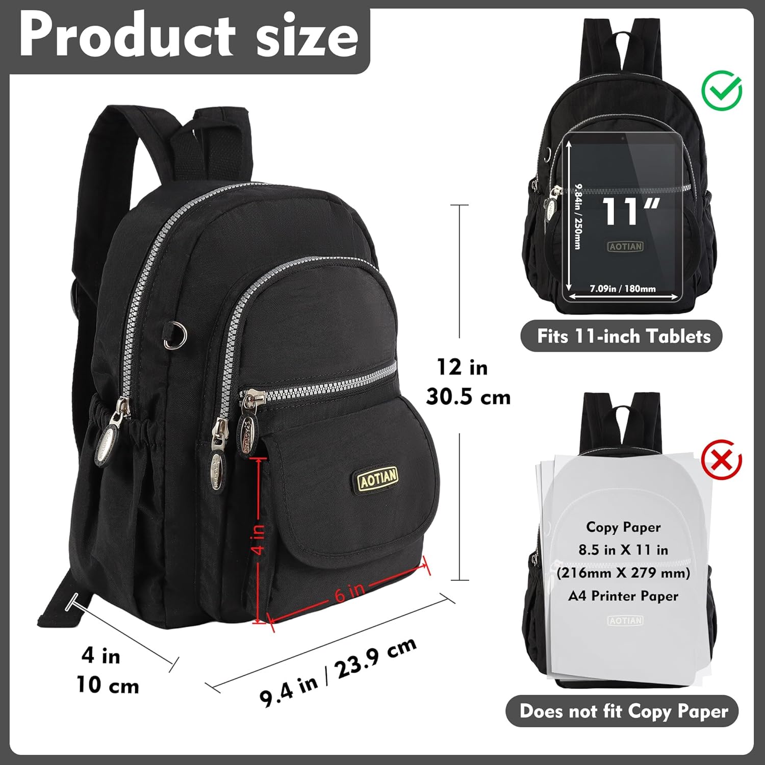 Thumbnail 2 de AOTIAN Nylon Lightweight Sturdy Little Casual Backpack 7 L