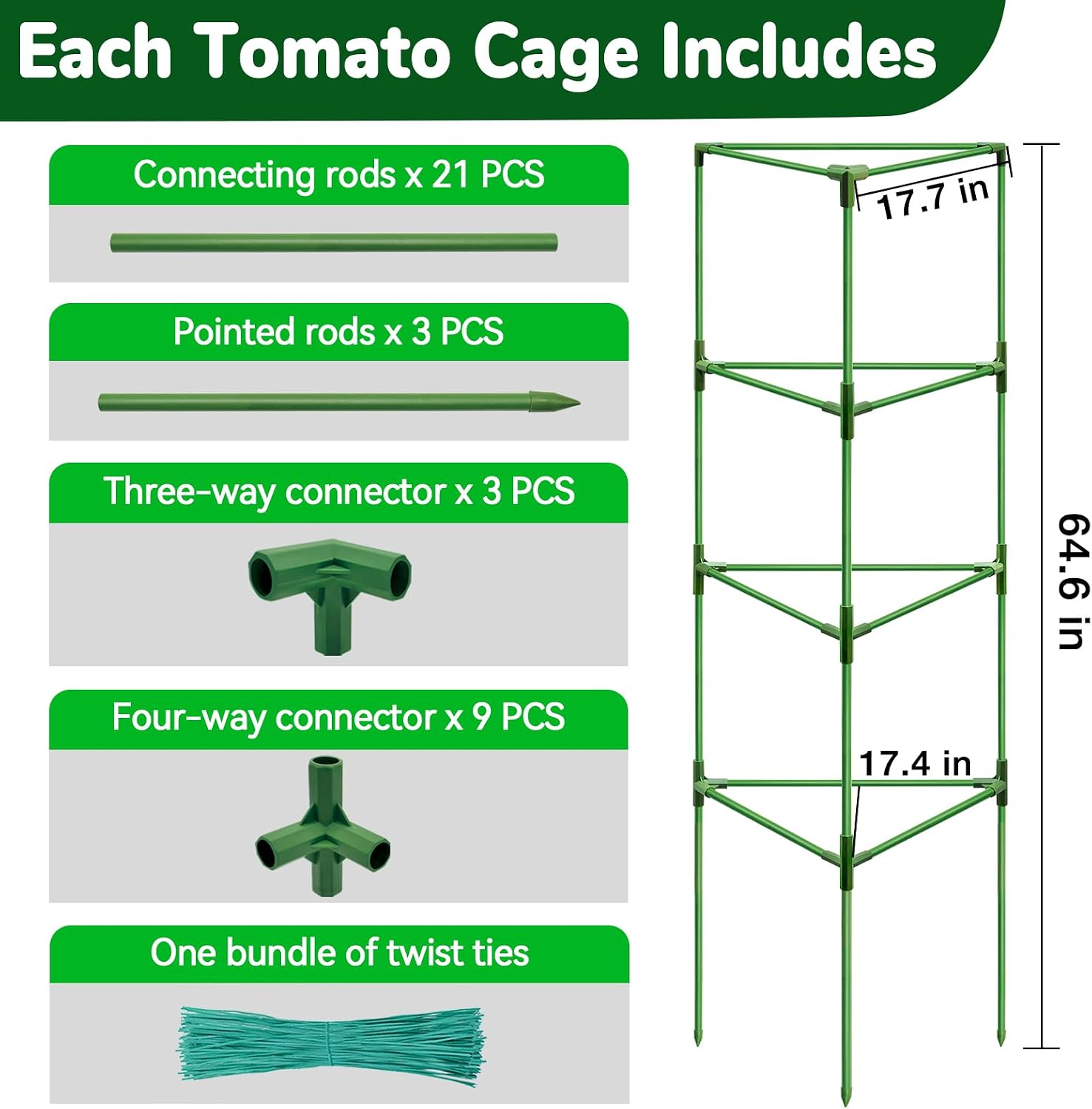 Detalle 2 de ZeeDix Tomato Cage Set 65-Inch