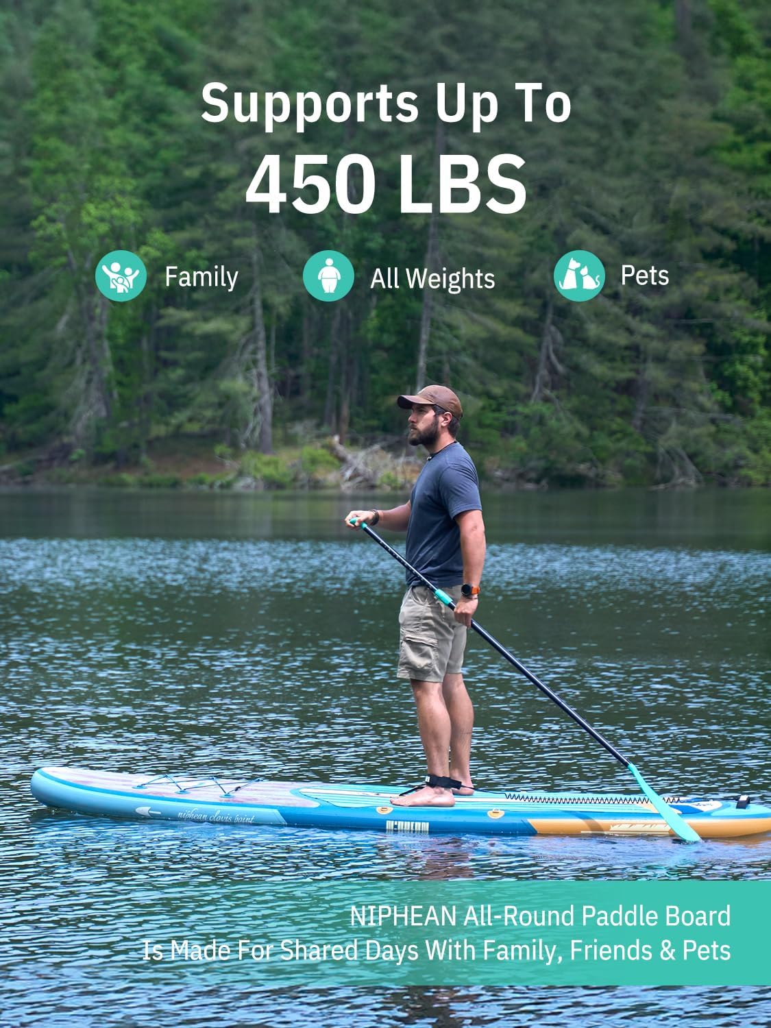 Thumbnail 5 de Niphean 10’6" Inflatable Stand Up Paddle Board (SUP) with Anti-Slip EVA Deck and SUP Accessories