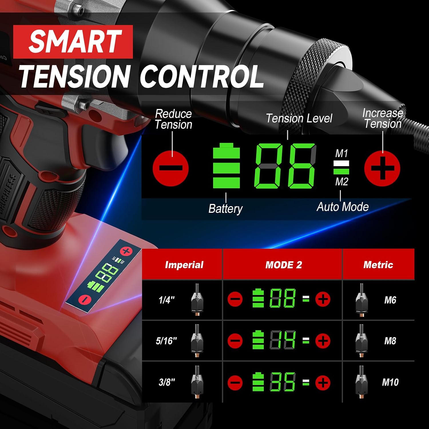Detalle de Cordless Rivet Nut Gun with Milwaukee 18V Compatibility (Tool Only)