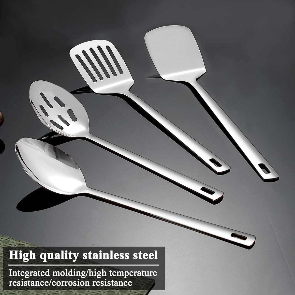 Thumbnail 2 de HOMQUEN stainless steel kitchenware set (4-piece utensils) for everyday cooking and easy cleaning
