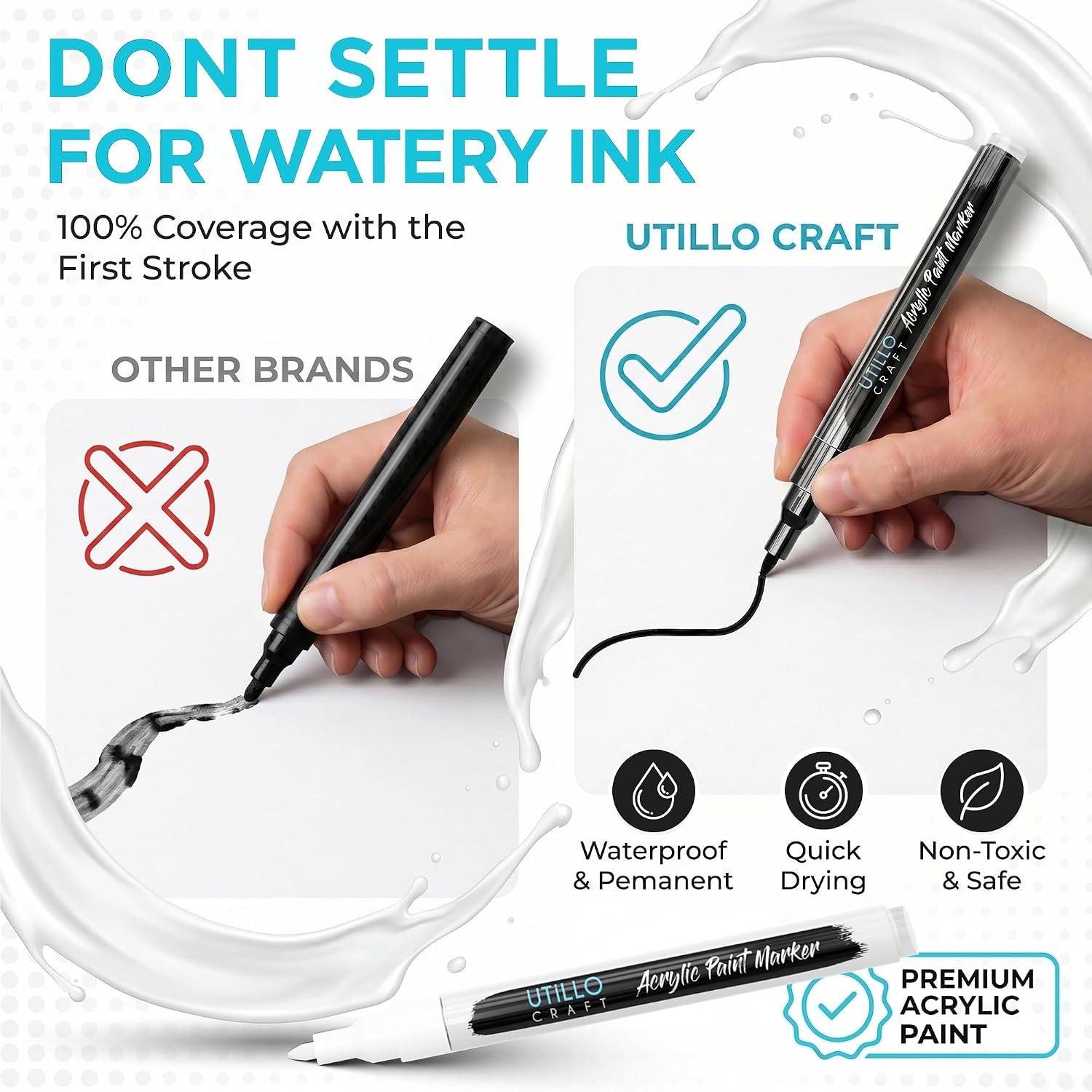 Thumbnail 2 de Utillo Craft Black and White Paint Pens (8-Pack) Extra Fine 0.7mm
