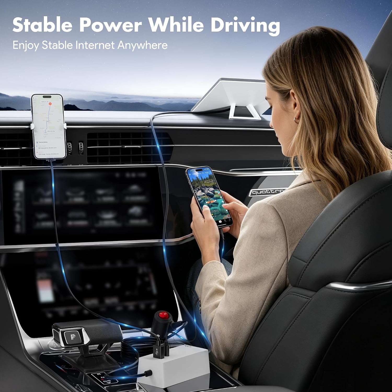 Detalle 2 de XLTTYWL EP-SK0163 12V Car Adapter for Starlink Mini, 120W with USB-C PD