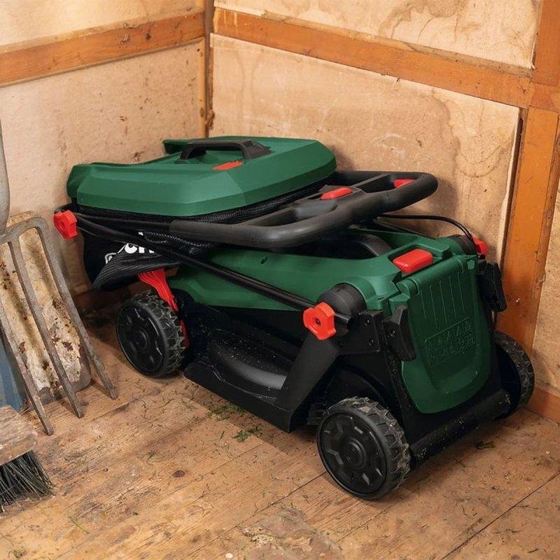 Detalle 2 de Bosch ROTAK18V-32: cortacésped a batería de 18 V, 32 cm, 3 en 1 y recogedor de 35 L