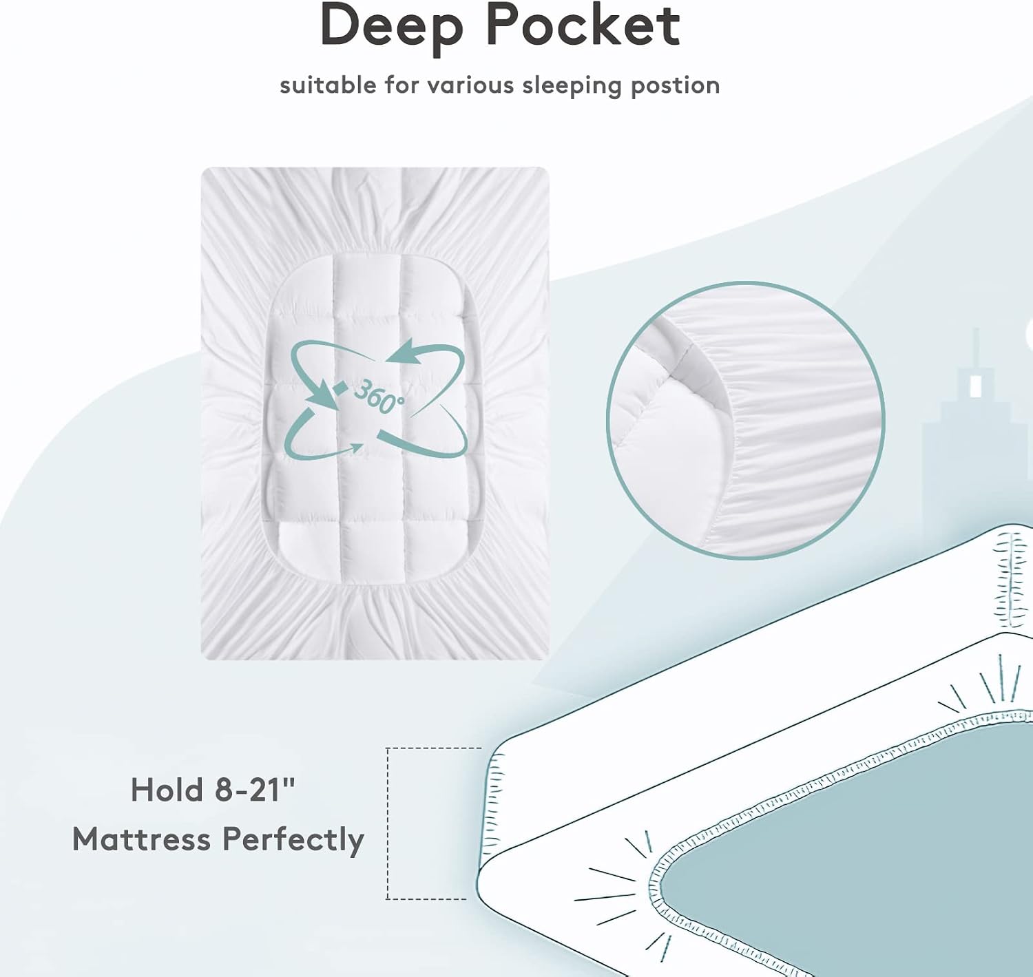 Detalle de SameBed Mattress Topper Queen 8–21" Cooling Mattress Pad