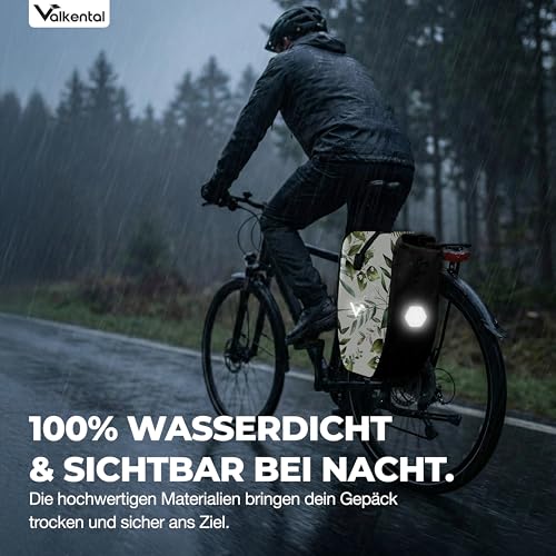 Detalle de Valkental Gepäckträgertasche: Wasserdicht, abschließbar und mit Reflektoren für sicheren Alltagstransport