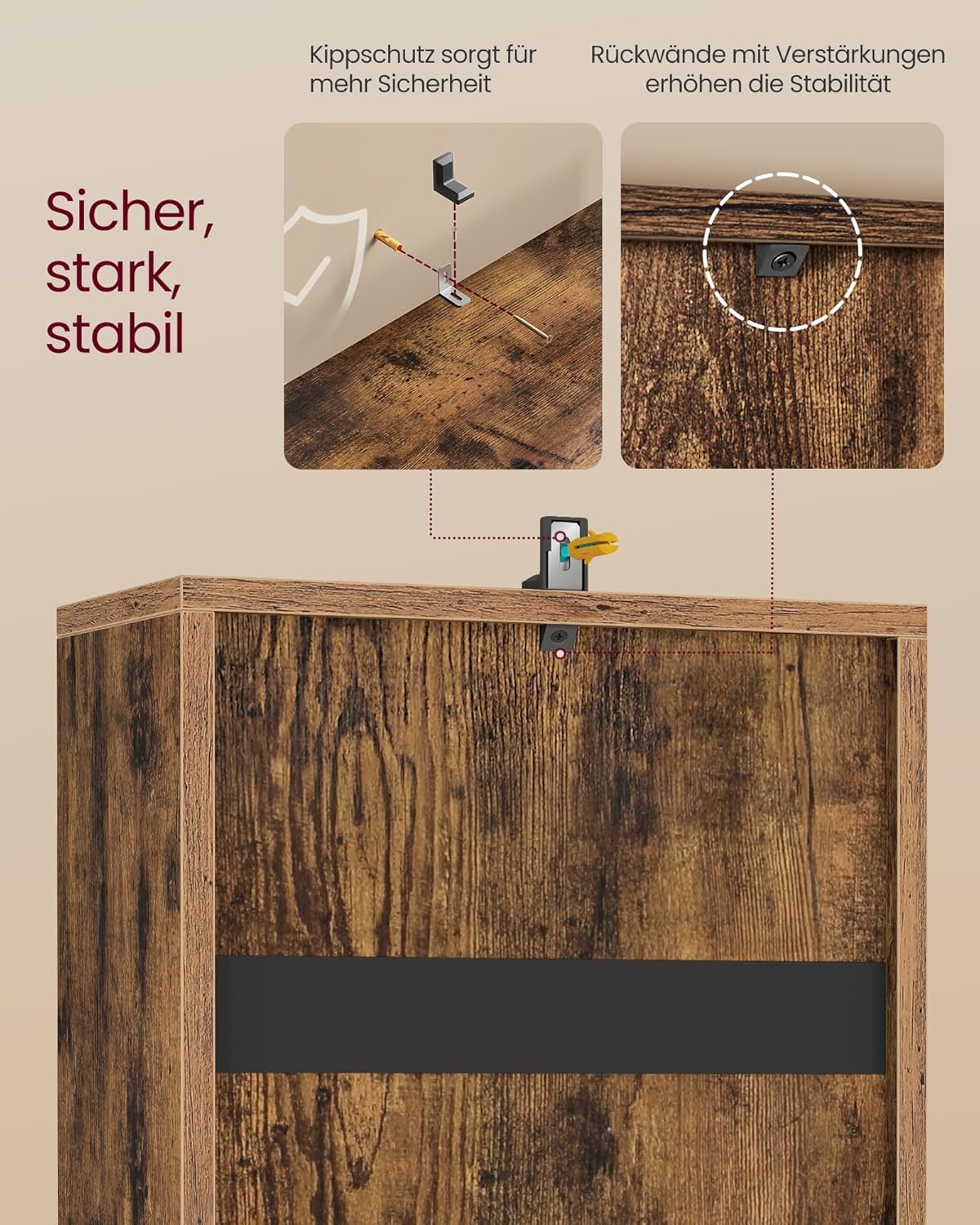 Thumbnail 4 de VASAGLE Custos Kollektion Bücherregal LBC433K01 – 3-stöckiges offenes Eckregal mit H-Rahmen (24 x 30 x 94,8 cm)