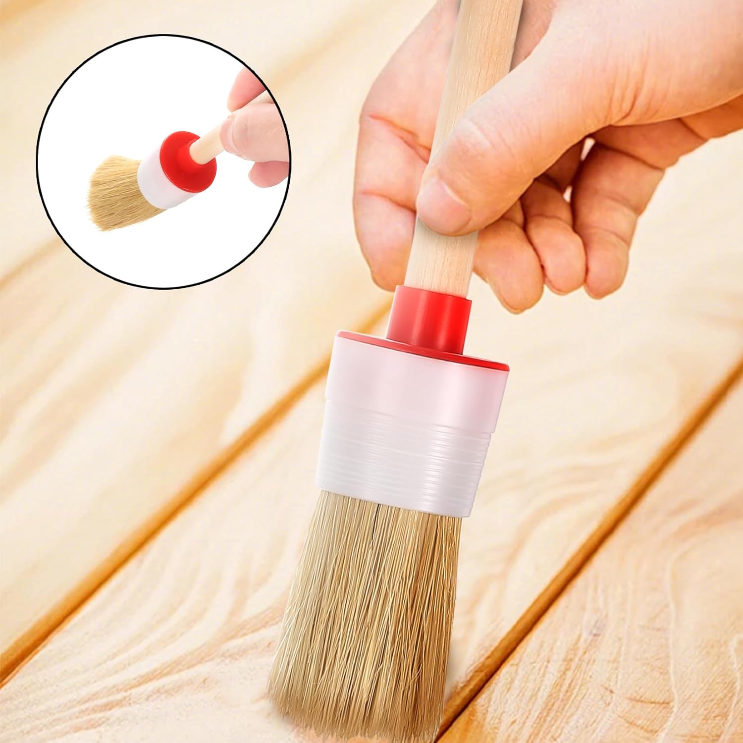 Thumbnail 6 de 8 Stk Borstenpinsel Set Rundpinsel – Profi Maling – Holzgriff, 2–3,5 cm Durchmesser, Lasur- und Lackpinsel
