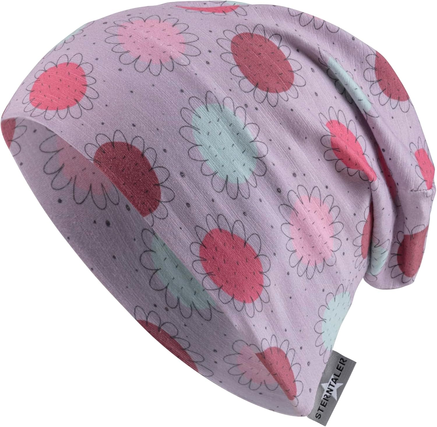 Sterntaler Beanie bedruckt mit Blümchen für Mädchen – Baby und Kinder Mütze aus Mischgewebe