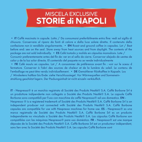 Detalle de Caffè Borbone Miscela Exclusive Storie di Napoli - 120 Capsule Compatibili Nespresso®