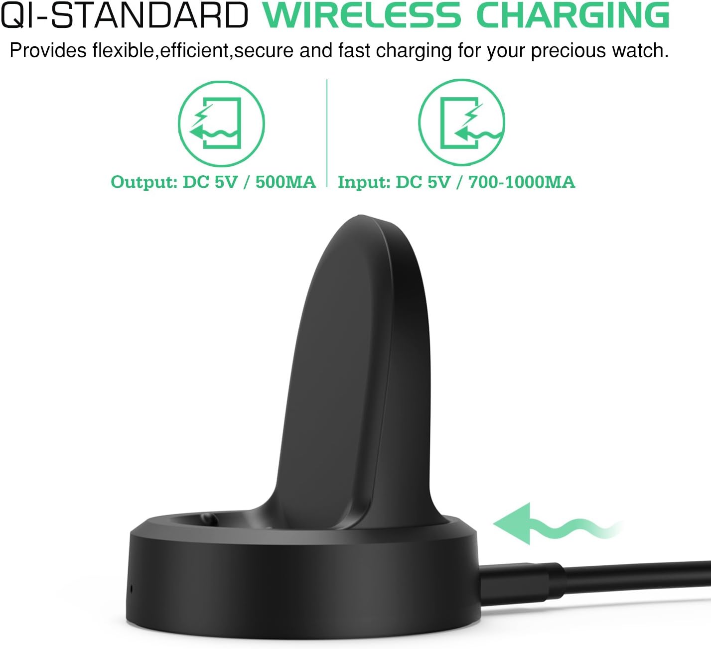 Detalle 2 de MoKo Gear S3 replacement wireless charger for Samsung Gear S3 Classic SM-R770 & S3 Frontier SM-R760