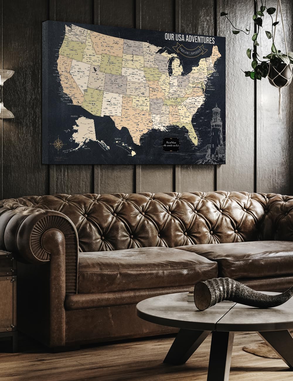 Thumbnail 1 de IPIC USA Map Wall Art 36 x 24 in