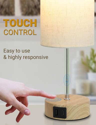 Thumbnail 1 de MILLUXXi Bedside Lamps with Dual USB Ports and Touch Control