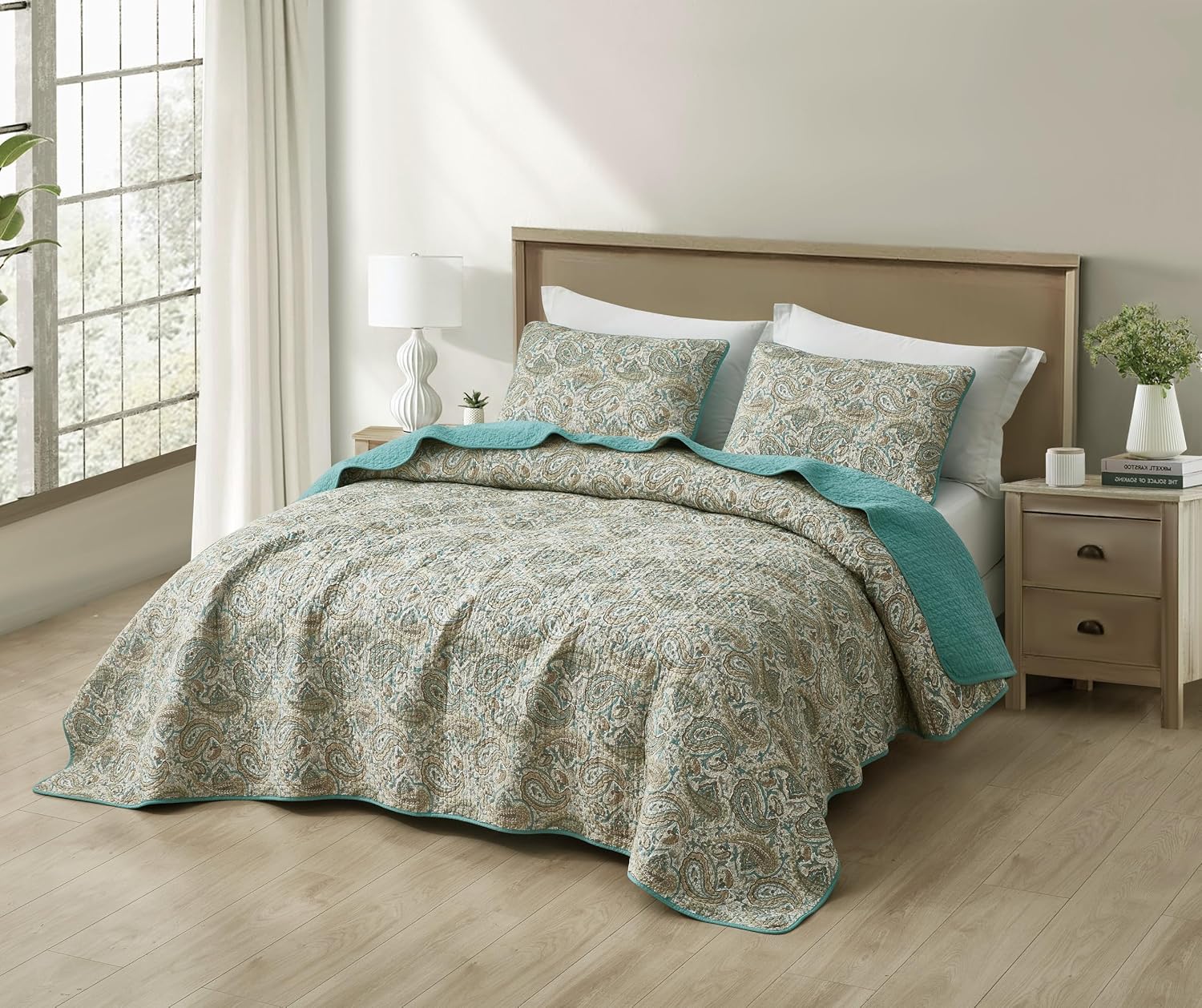 Detalle 2 de Chezmoi Collection Cotton Quilt Set, Twin Size